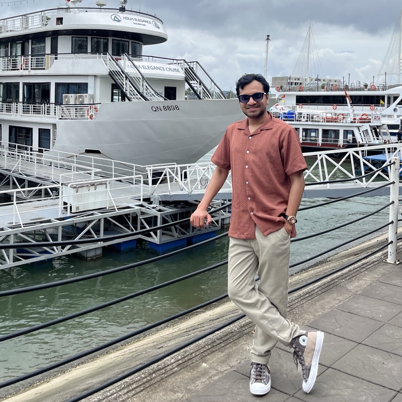 Anirudh at a harbour, Ha Long Bay
